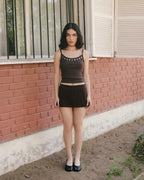 Mini falda Kate, café con líneas moradas. Foto 2